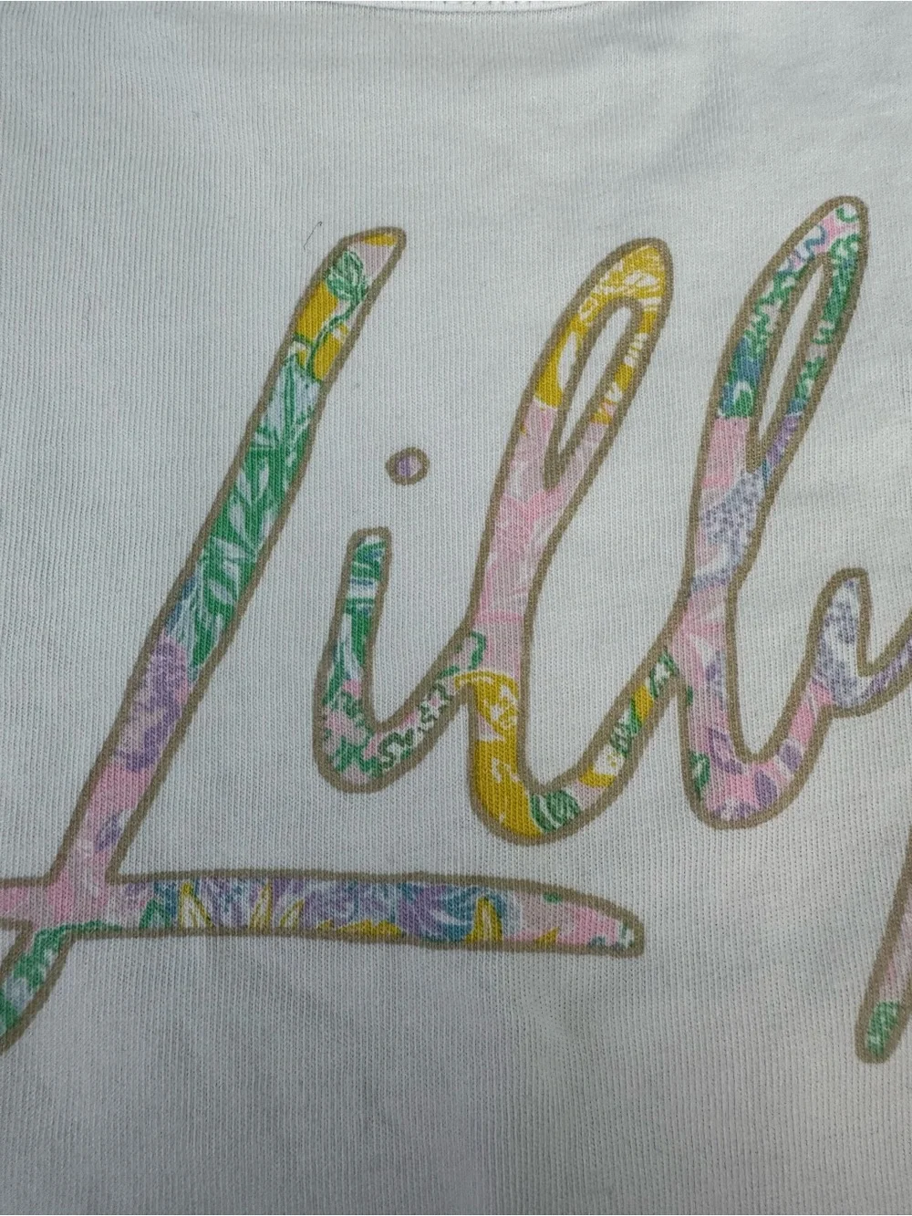Lilly Pulitzer White Girls' Short Sleeve Tee with Pastel Script Logo